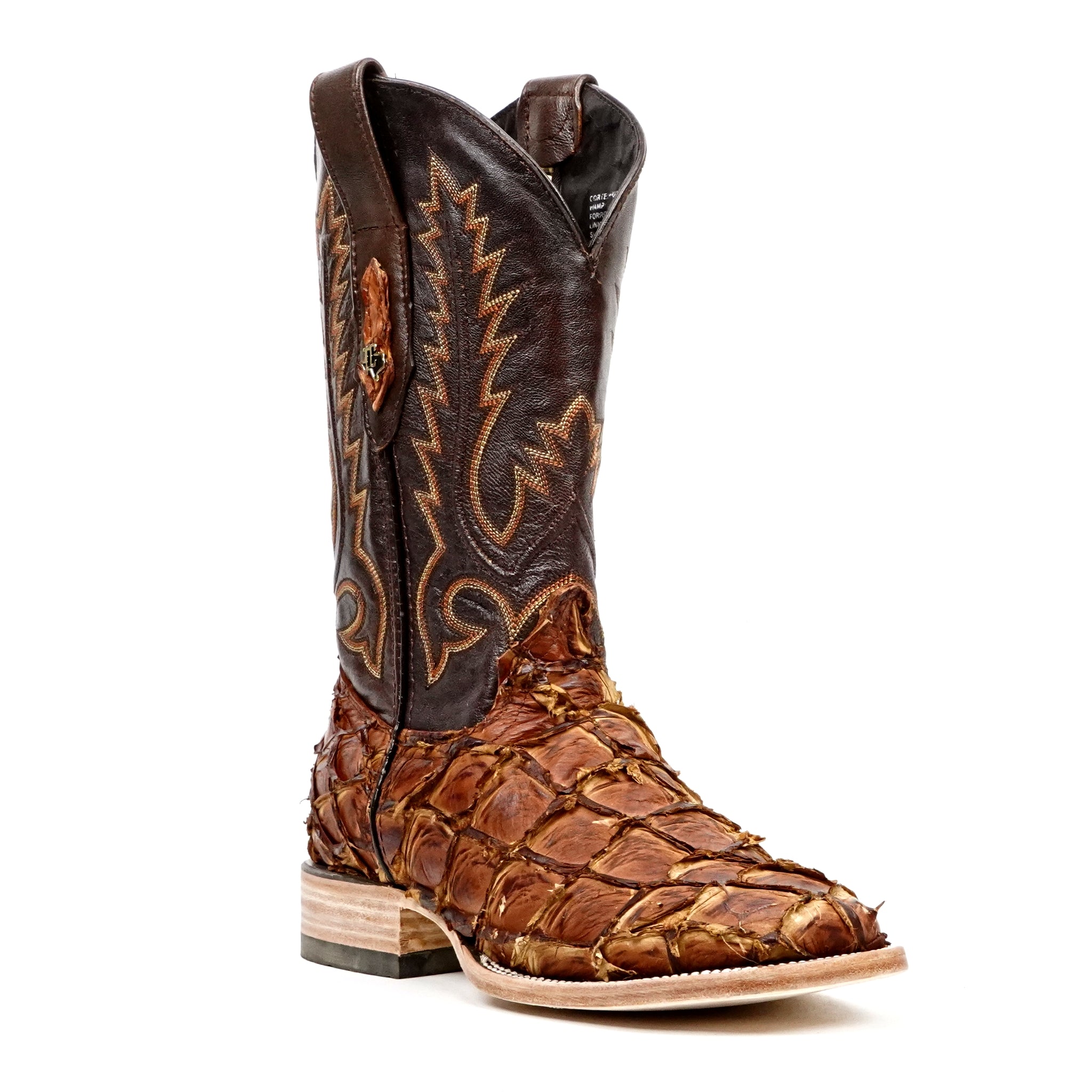 Connor Pirarucu Fish Boots- Pecan - Square Toe (PZ60)