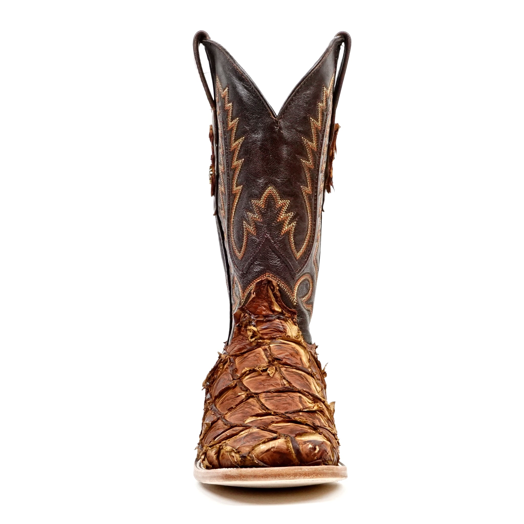 Connor Pirarucu Fish Boots- Pecan - Square Toe (PZ60)