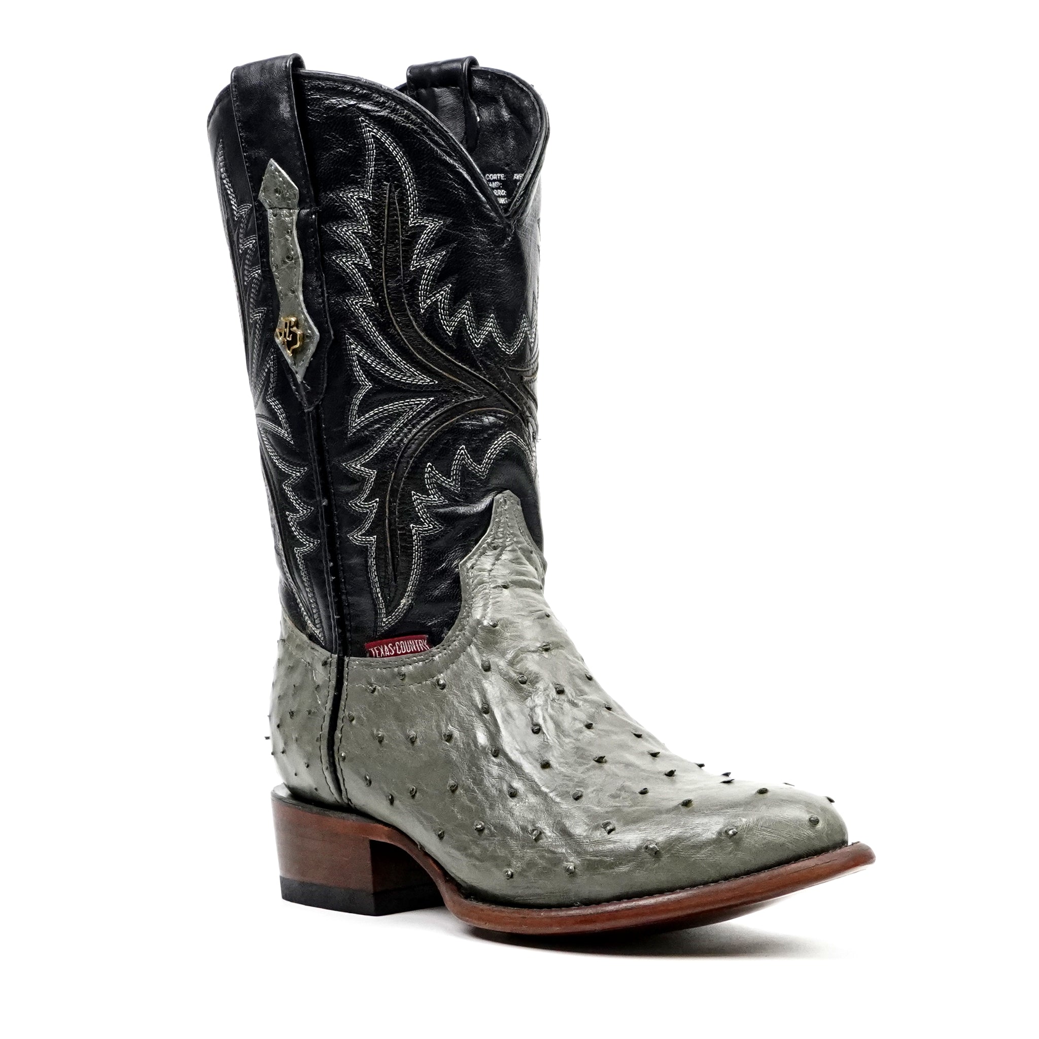 Botas Austin de Avestruz - Gris Oxford - Punta Redonda (AV230)