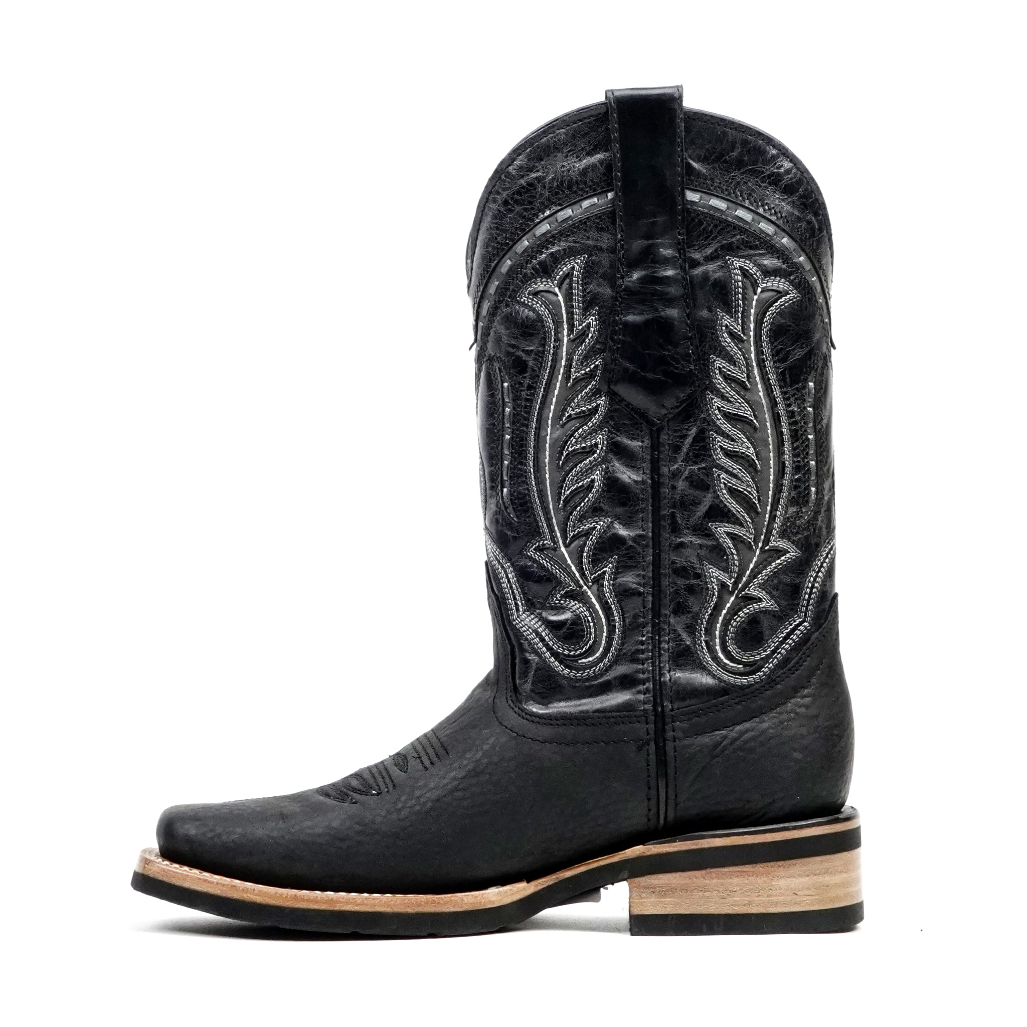 Cheyenne Black Cowboy Boots - Slip-Resistant Sole - Rodeo Toe (E28)