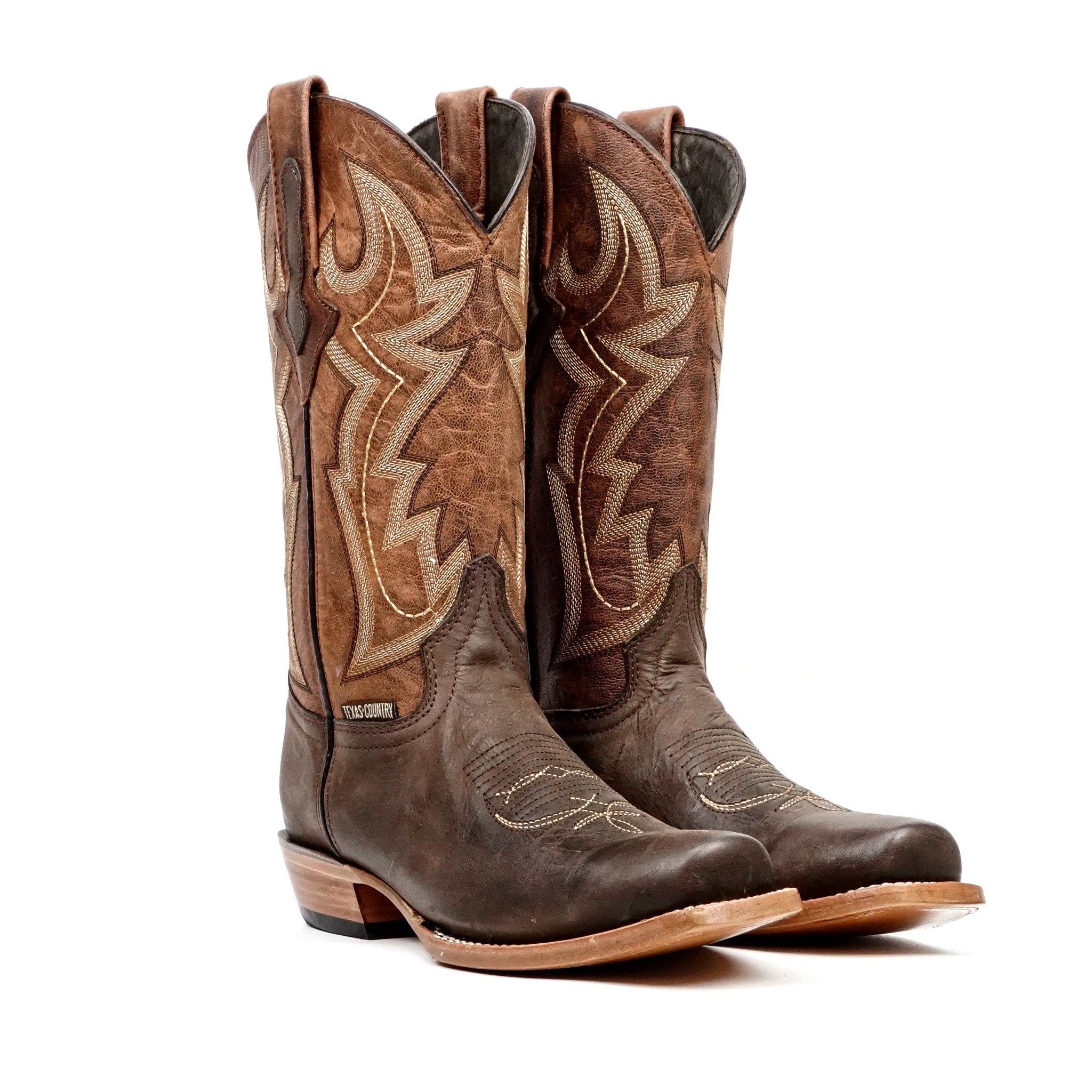Botas vaqueras Fresno Chocolate - Punta cuadrada estrecha (E906)
