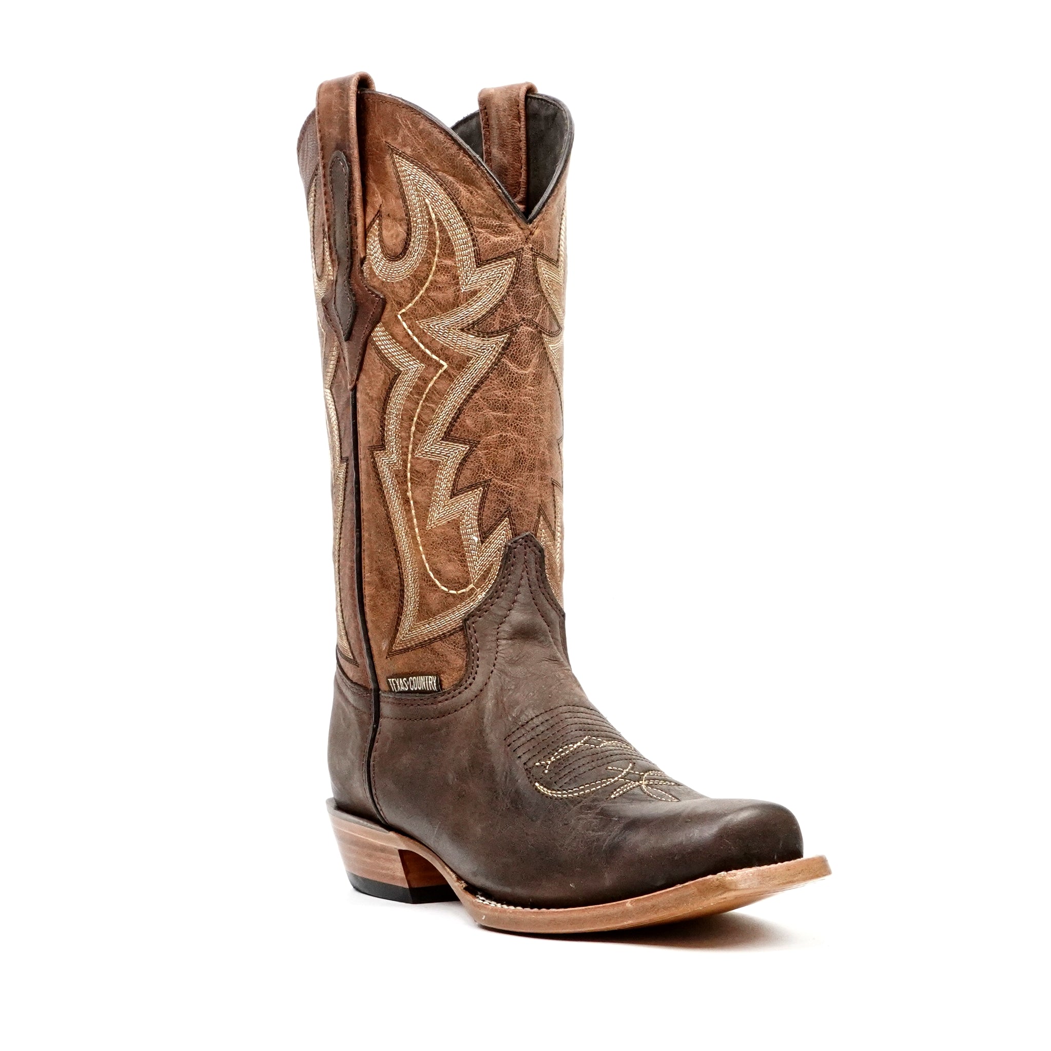Botas vaqueras Fresno Chocolate - Punta cuadrada estrecha (E906)