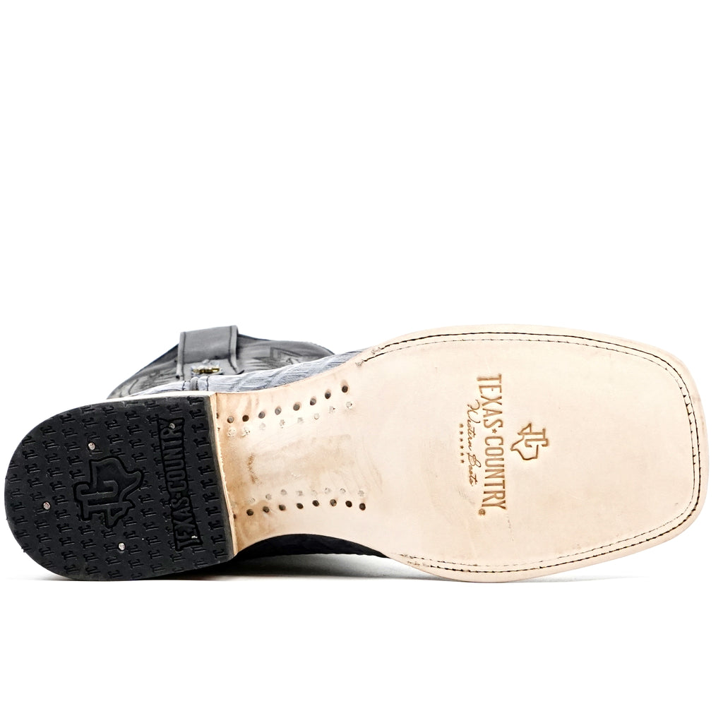 Botas Rhodes Caimán Cuerno de Cocodrilo - Azul Vaquero - Punta Cuadrada (LM10)
