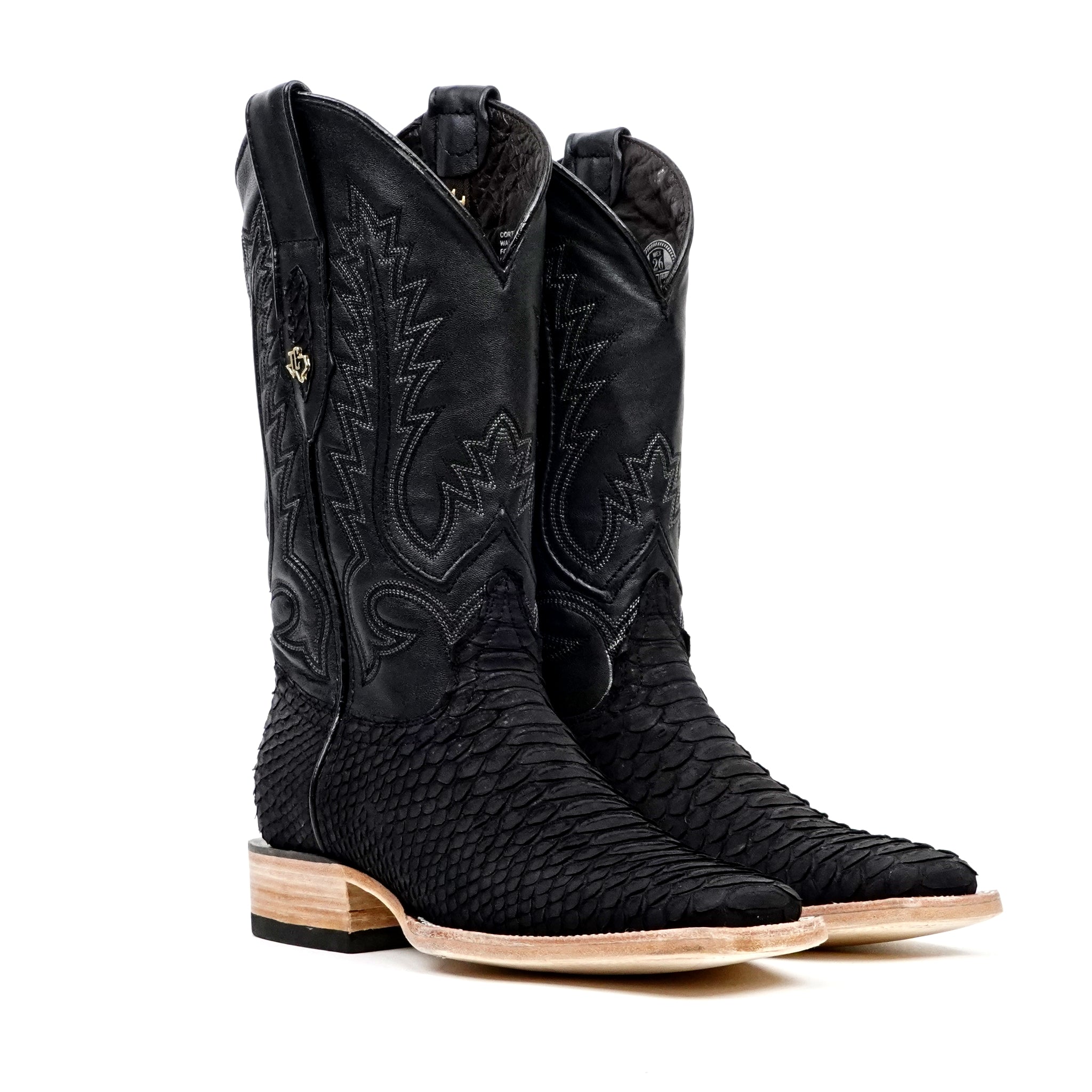 Tanner Python Boots - Matte Black - Square Toe (PN30)