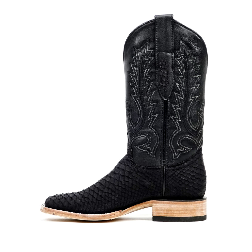 Botas Tanner Python - Negro Mate - Punta Cuadrada (PN30)