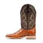 Ostrich Cognac Cowboy Boots - Embossed Leather - Square Toe (E424)