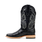 Ostrich Black Cowboy Boots - Embossed Leather - Square Toe (E424)