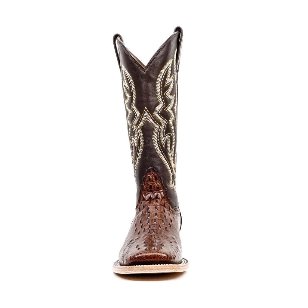 Crocodile Head Choco Boots - Embossed Leather - Square Toe (E427)