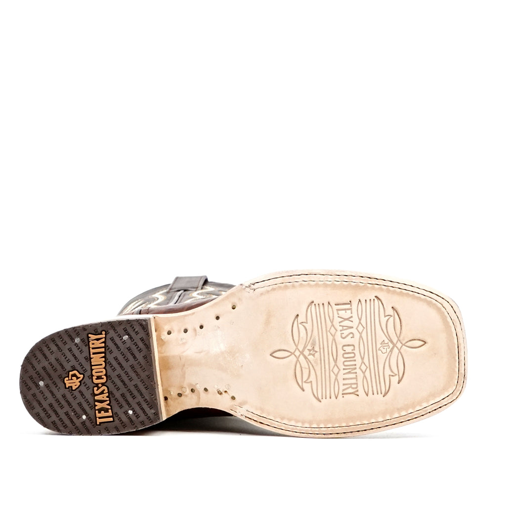 Crocodile Head Choco Boots - Embossed Leather - Square Toe (E427)
