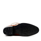 Ostrich Cognac Boots - Embossed Leather - Round Toe (E436)