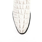 Crocodile Tail Bone Boots - Embossed Leather - Round Toe (E437)
