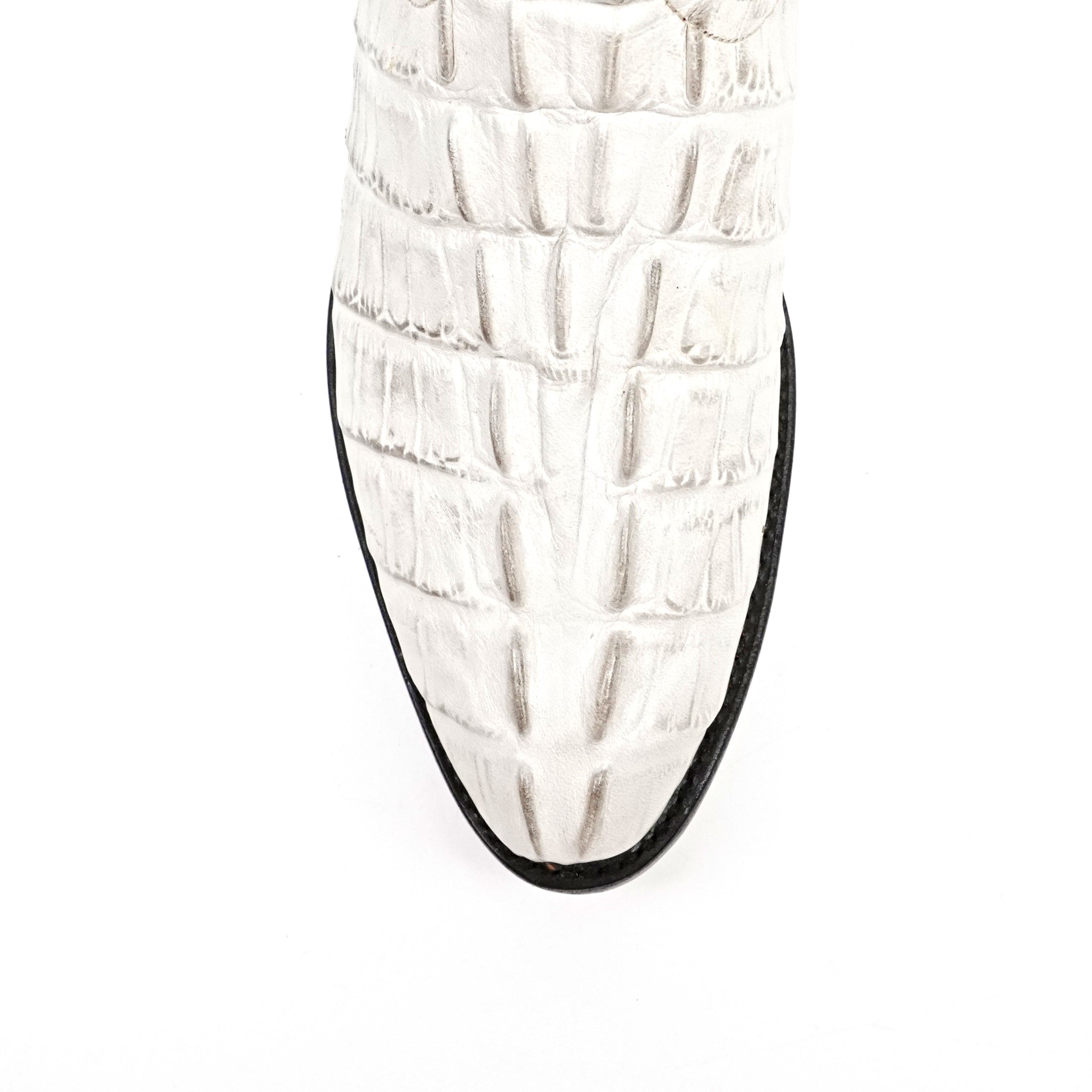 Crocodile Tail Bone Boots - Embossed Leather - Round Toe (E437)