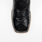 Pirarucu Black Boots - Embossed Leather - Square Toe (E687)