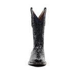 Botas vaqueras negras de serpiente - Piel repujada - Punta Roper (E952)