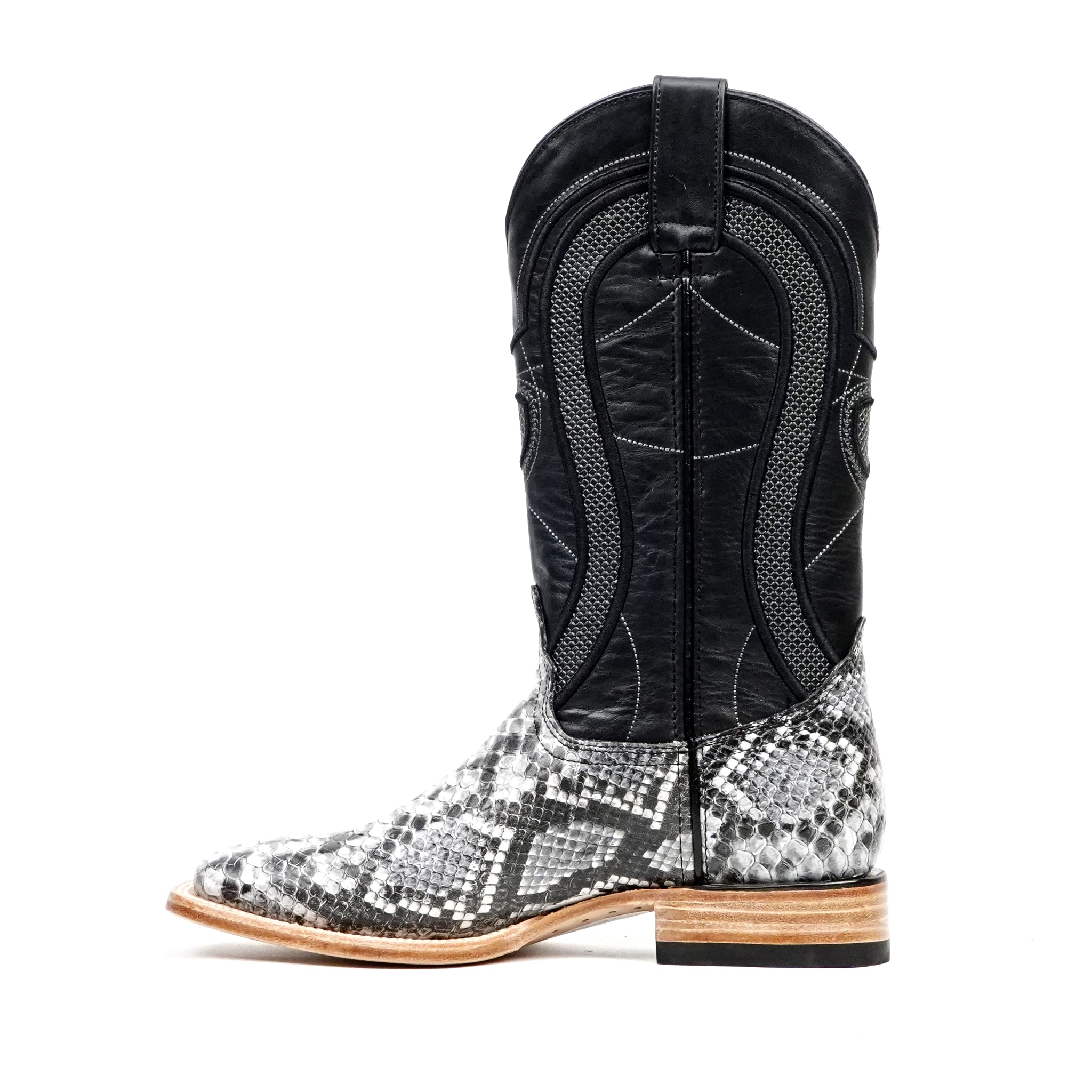Botas Vaqueras Python Natural - Piel Gofrada - Punta Cuadrada (E913)