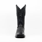 Alligator Hornback Black Boots - Embossed Leather - Square Toe (E930)