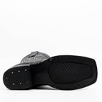 Alligator Hornback Black Boots - Embossed Leather - Square Toe (E930)