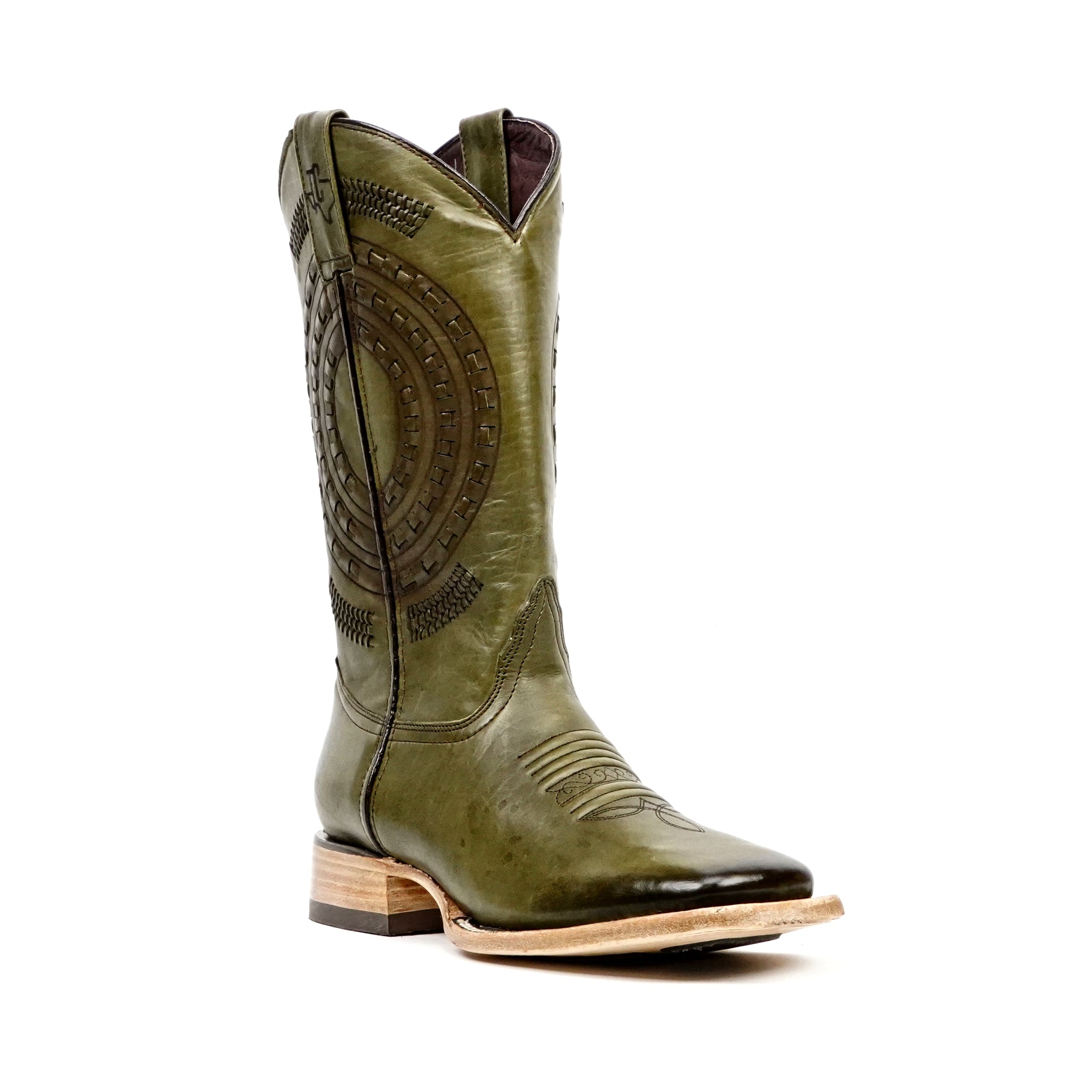 Botas Cowboy Cleyton Olive - Punta Cuadrada (E944)