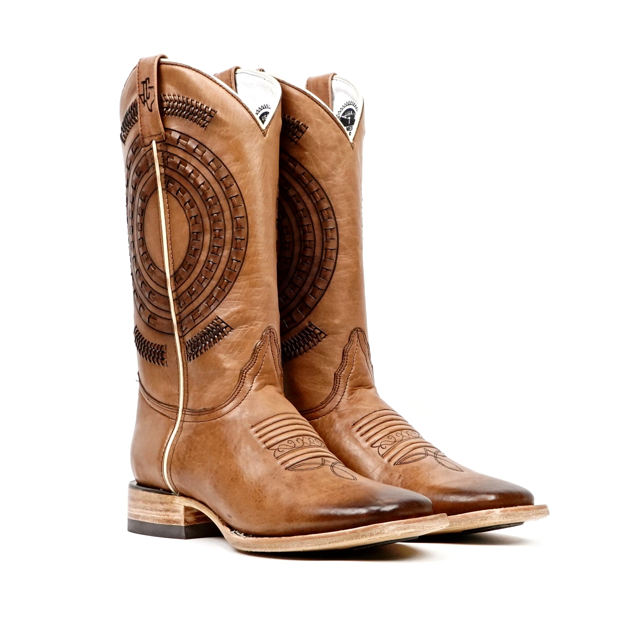 Botas de cowboy Clayton Tobacco - Punta cuadrada (E944)