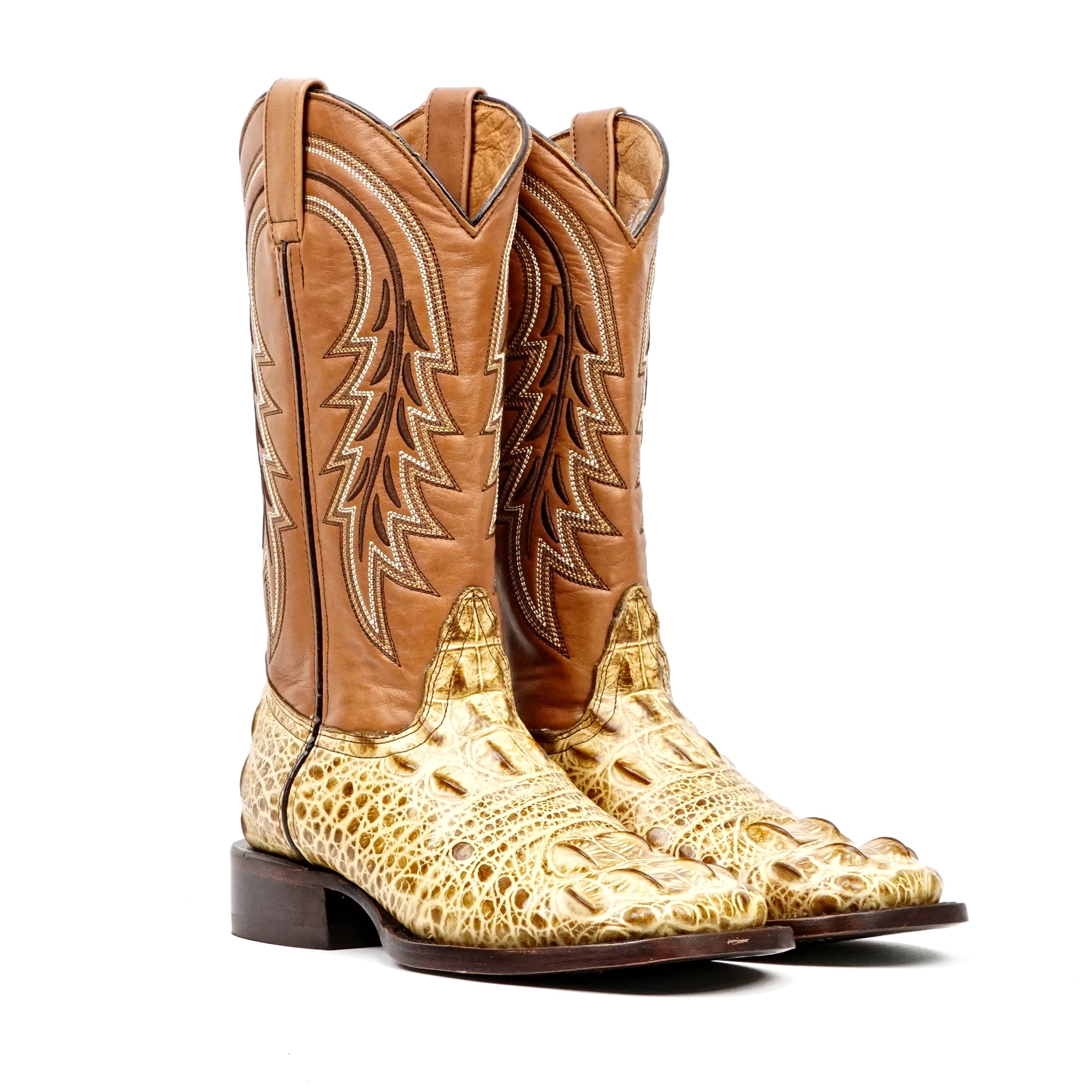 Botas Orix de cabeza de cocodrilo - Piel grabada - Punta cuadrada (E950)