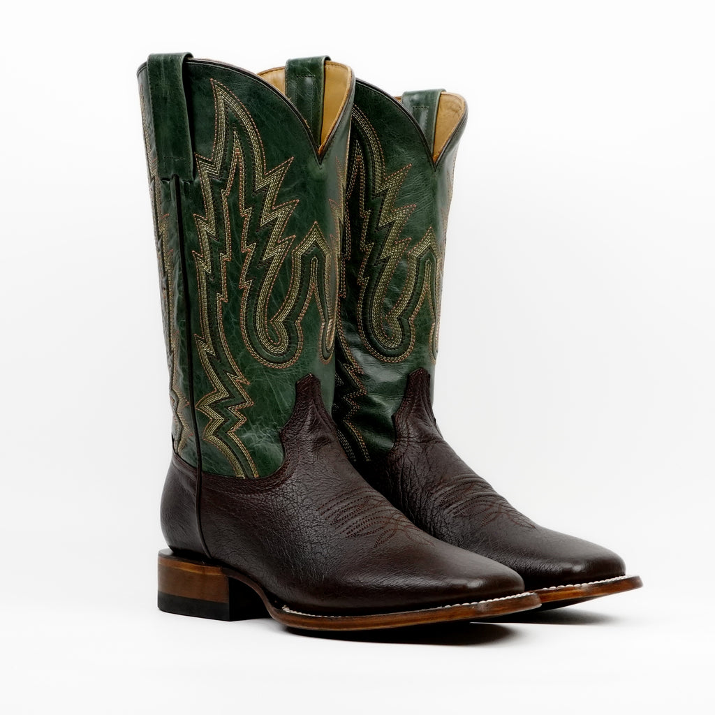 Shrunken Calf Cowboy Boots - Chocolate - Square Toe (TS083)