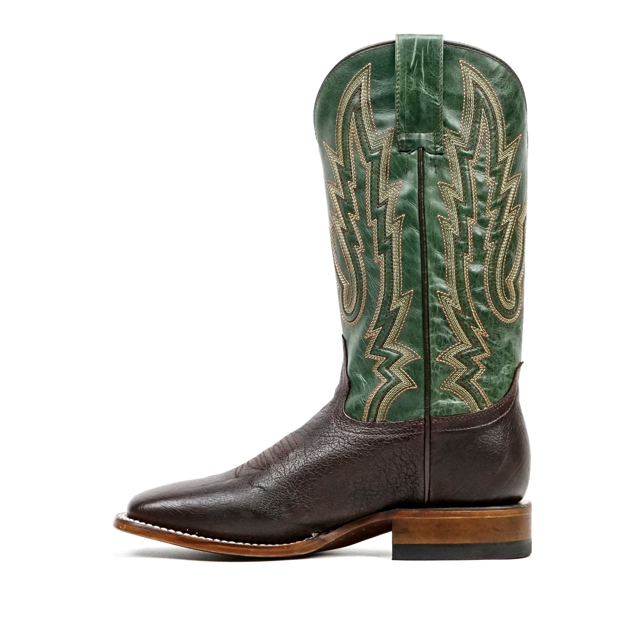 Shrunken Calf Cowboy Boots - Chocolate - Square Toe (TS083)