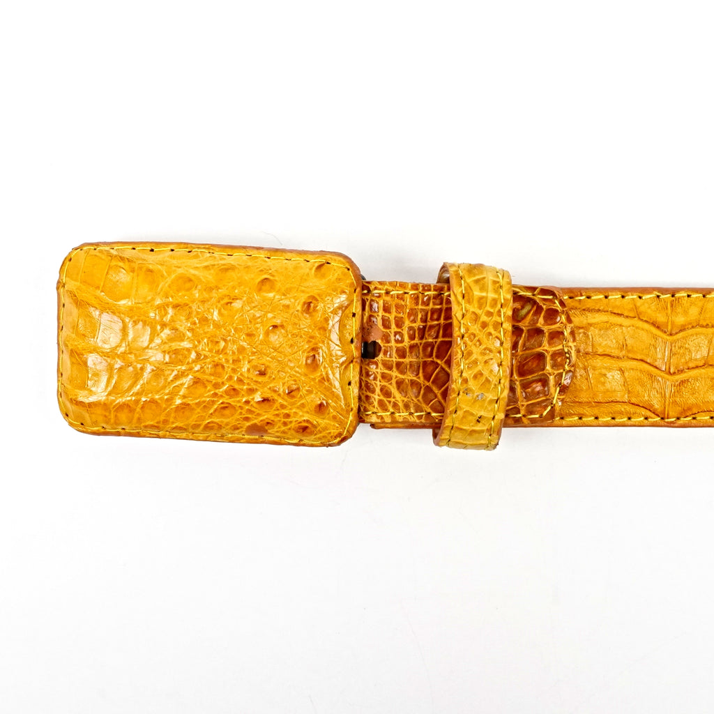 Exotic Full Quilt Caiman Belt - Buttercup (C-001)