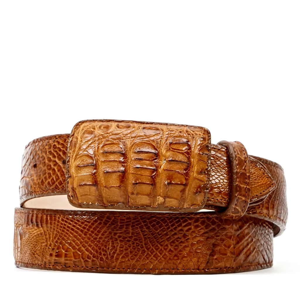 Exotic Full Quilt Caiman Belt - Honey (C-001)