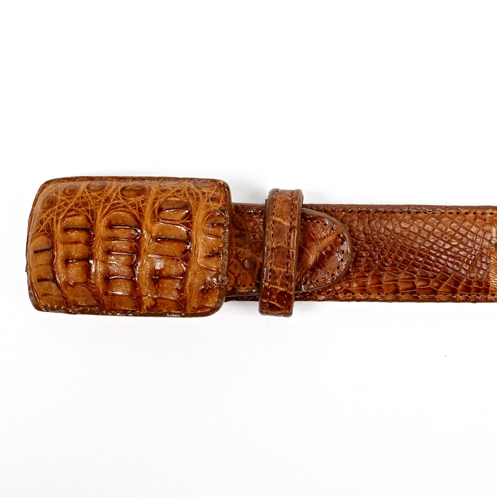 Exotic Full Quilt Caiman Belt - Honey (C-001)
