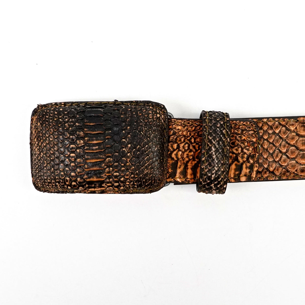 Exotic Full Quilt Python Belt - Burnt Orange (C-001)