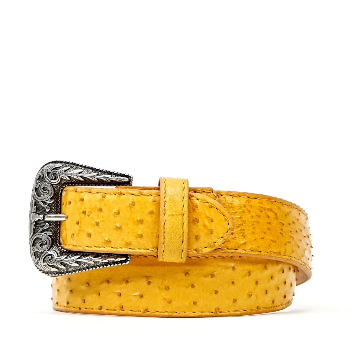 Exotic Full Quilt Ostrich Belt - Yellow (C-028)