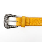 Exotic Full Quilt Ostrich Belt - Yellow (C-028)