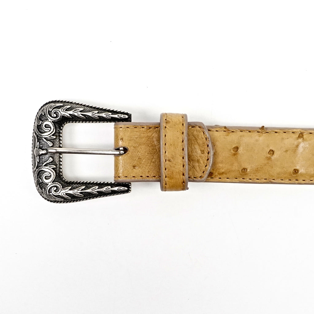 Exotic Full Quilt Ostrich Belt - Fawn (C-028)