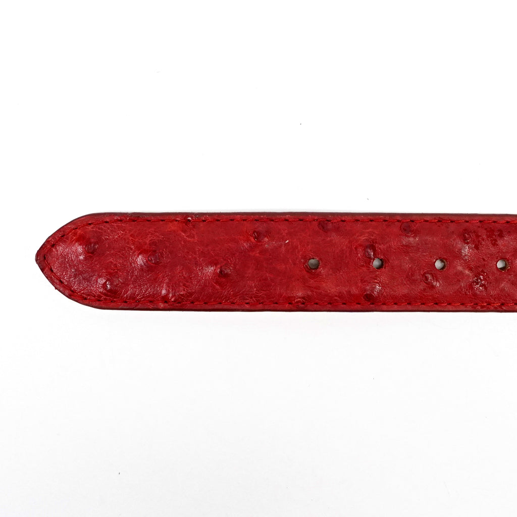 Exotic Full Quilt Ostrich Belt - Red (C-028)
