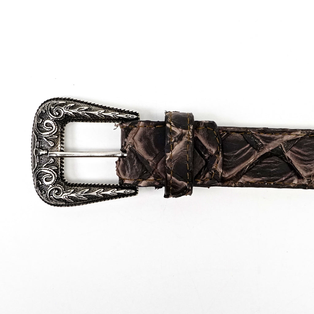 Exotic Full Quilt Pirarucu Belt - Eclipse Brown (C-028)