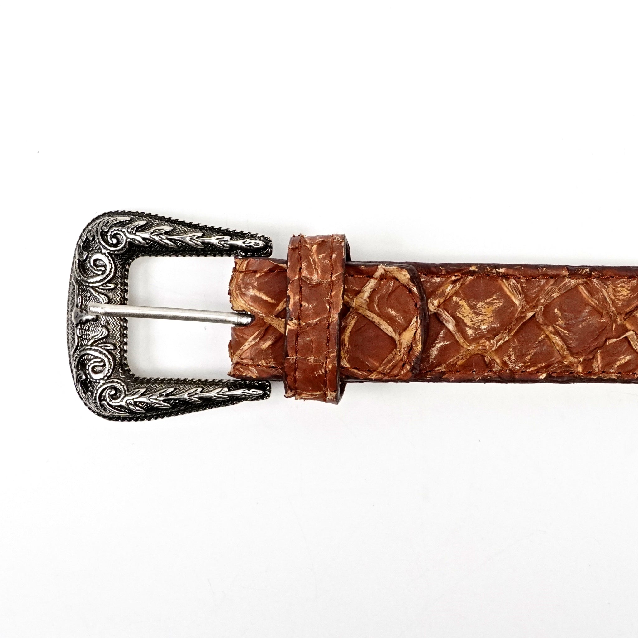 Exotic Full Quilt Pirarucu Belt - Pecan (C-028)