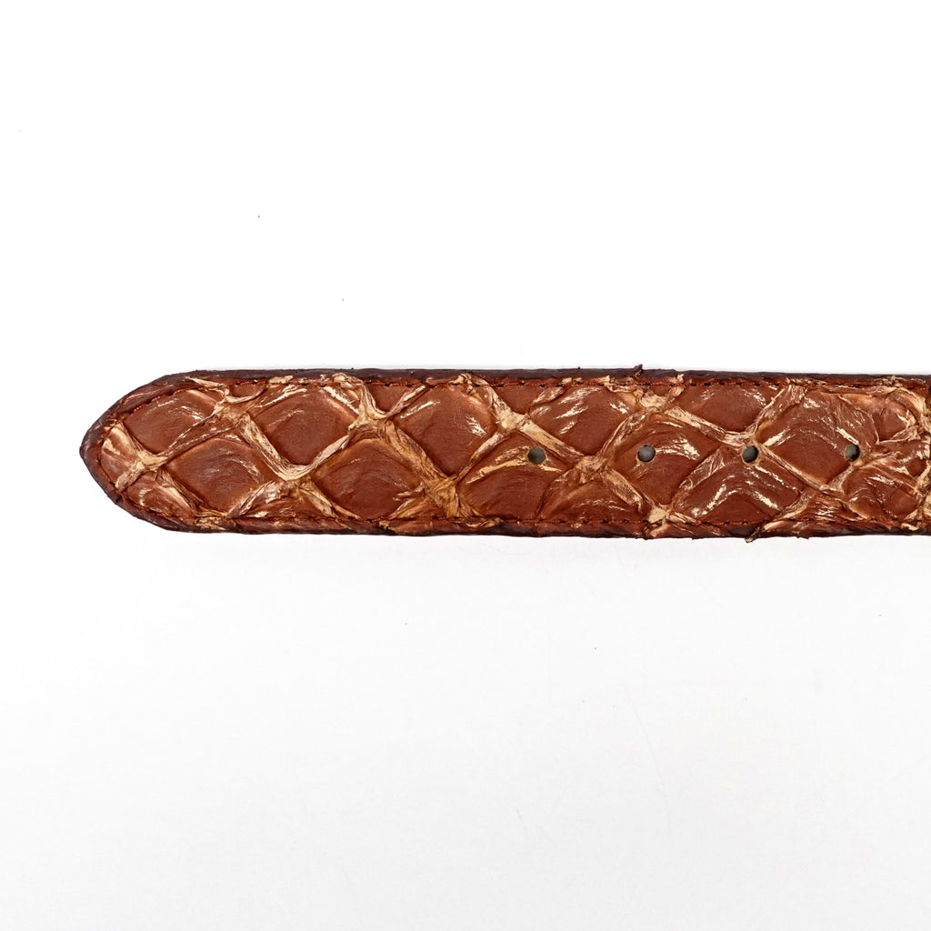 Exotic Full Quilt Pirarucu Belt - Pecan (C-028)