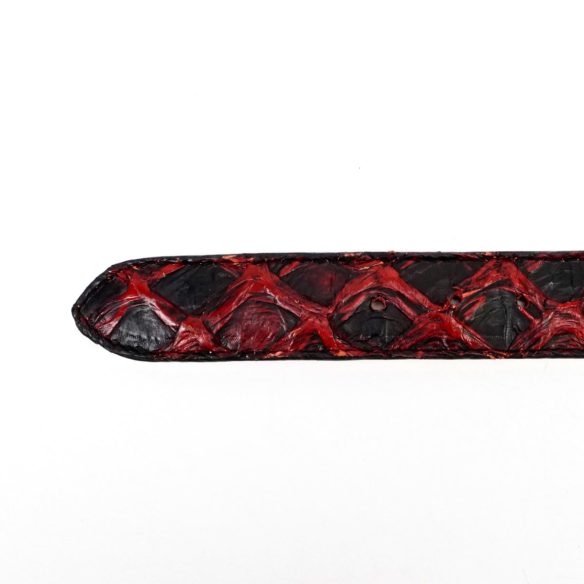 Exotic Full Quilt Pirarucu Belt - Red/Black (C-028)
