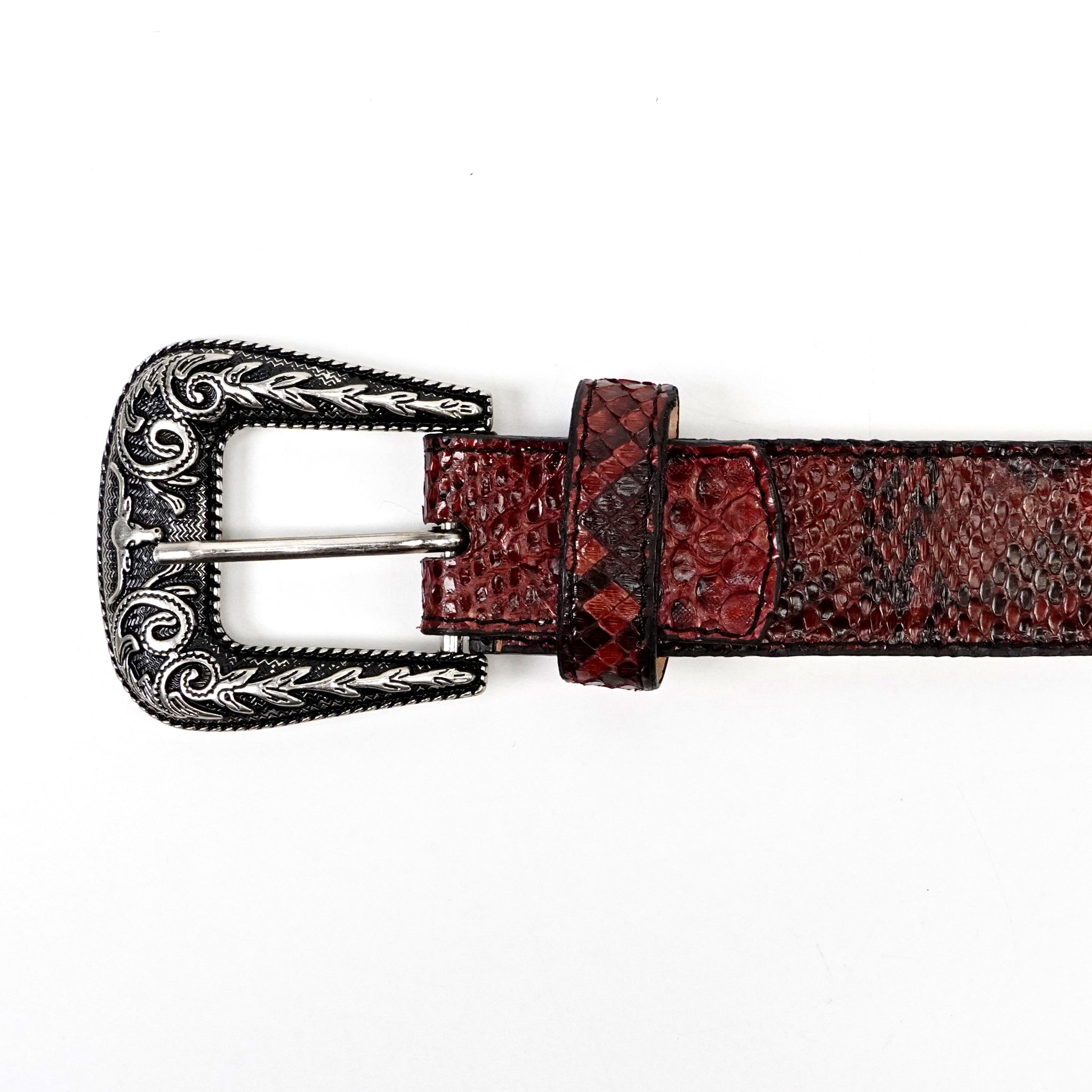 Exotic Full Quilt Python Belt - Red (C-028)