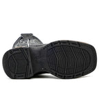 Kids Python Black Boots - Embossed Leather - Square Toe