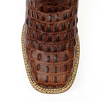 Botas Infantiles con Punta Cuadrada Chocolate y Estampado de Caimán
