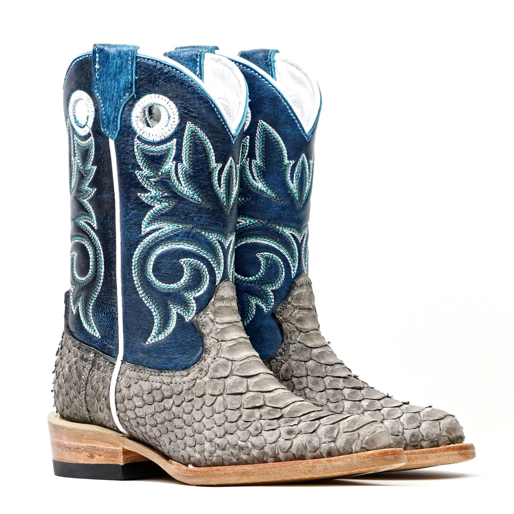 Kids Python Boots - Matte Gray - Roper Toe
