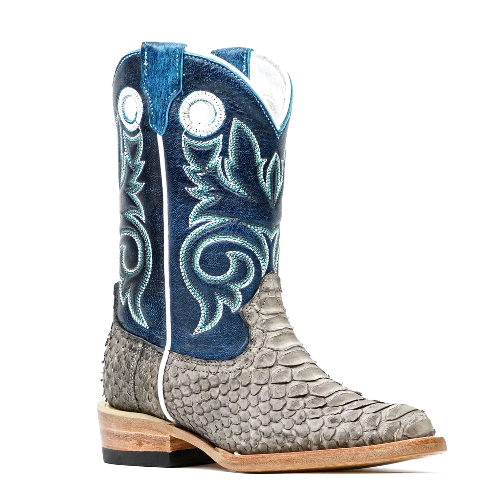 Kids Python Boots - Matte Gray - Roper Toe