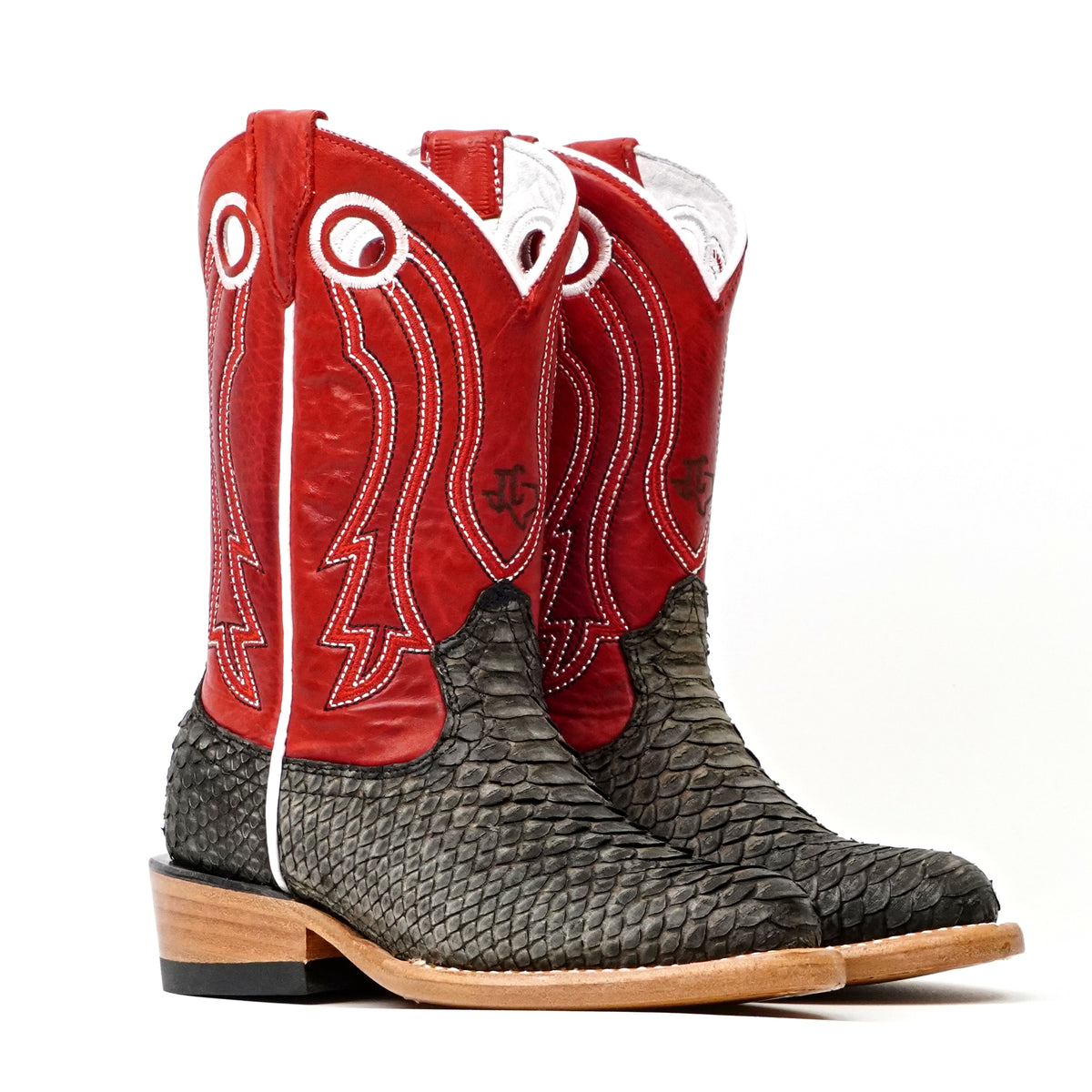Kids Python Boots - Dark Matte Gray - Rodeo Toe