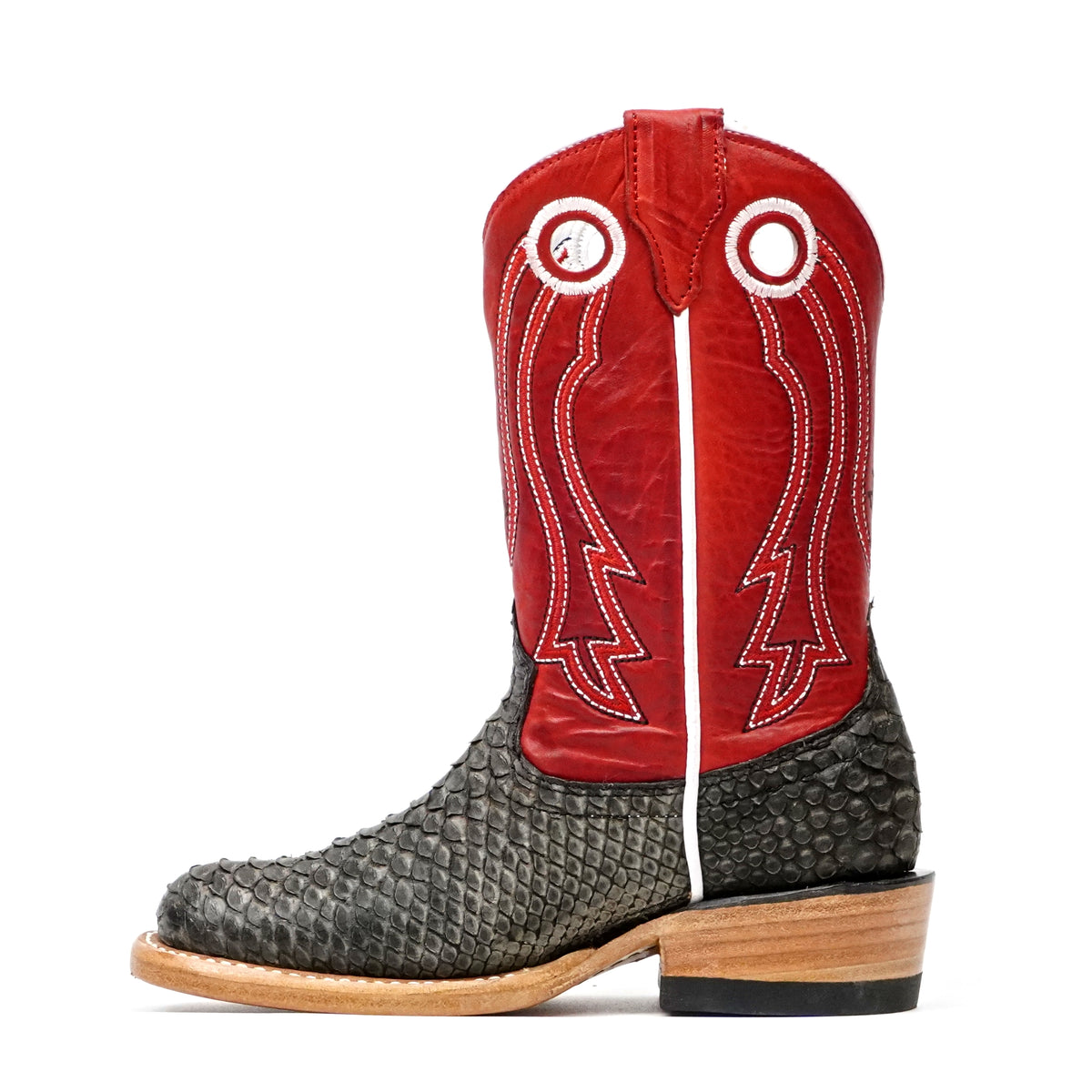 Kids Python Boots - Dark Matte Gray - Rodeo Toe