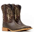 Kids Choco Python Boots - Embossed leather - Square Toe (TCK014)