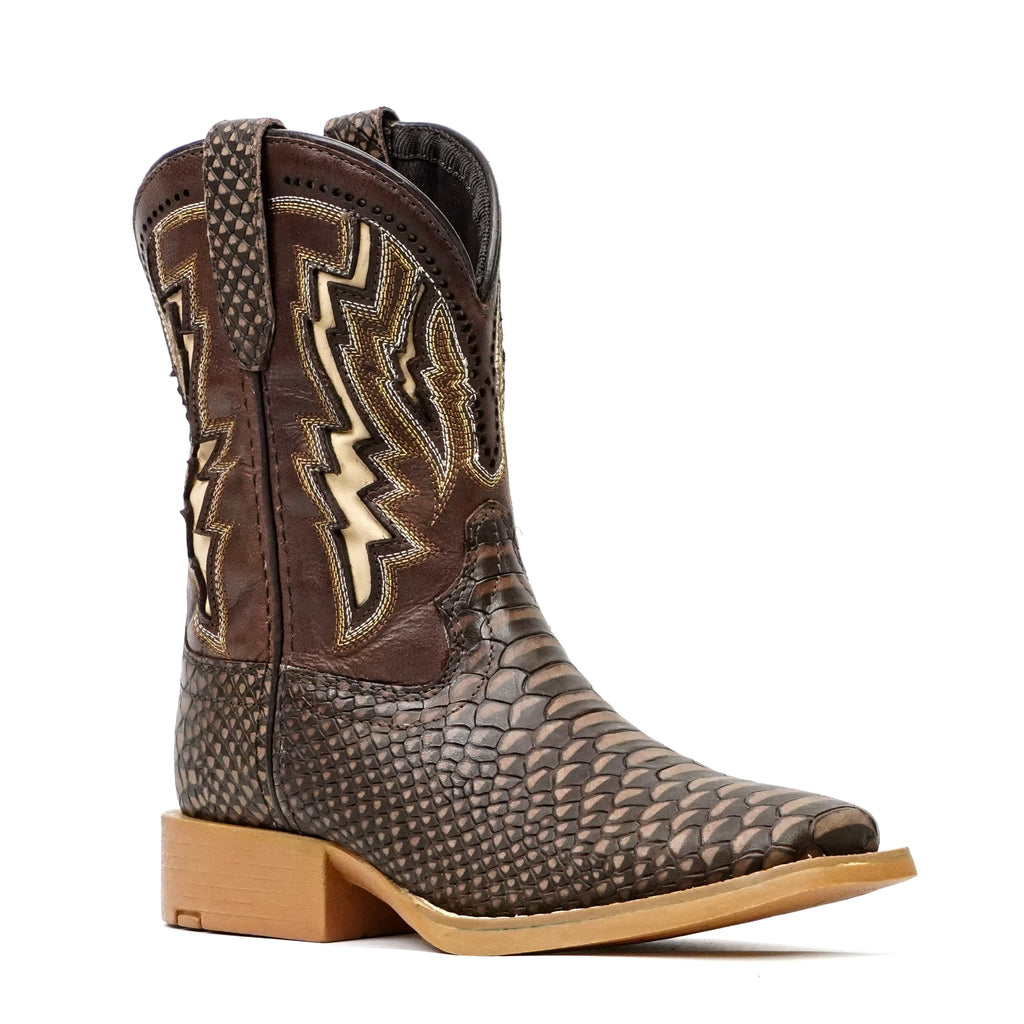Kids Choco Python Boots - Embossed leather - Square Toe (TCK014)