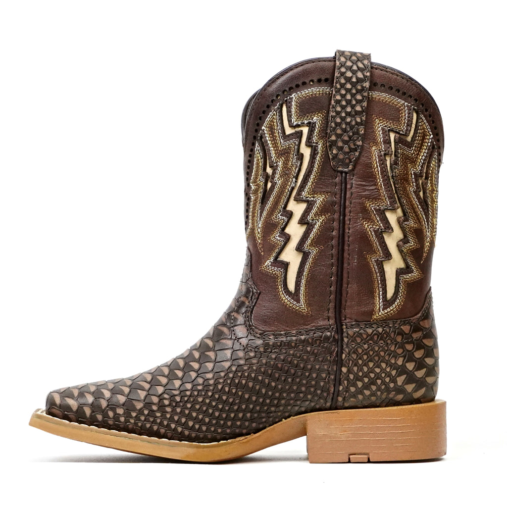 Kids Choco Python Boots - Embossed leather - Square Toe (TCK014)