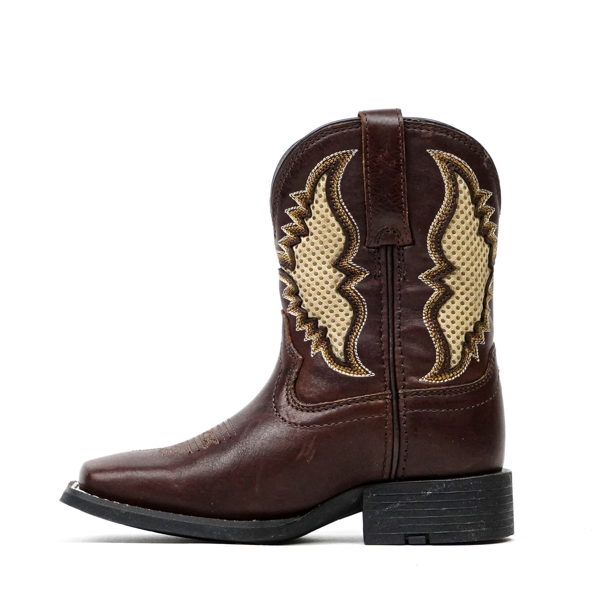 Kids Brown Leather Boots - Slip-Resistant Sole - Square Toe (TCK006)