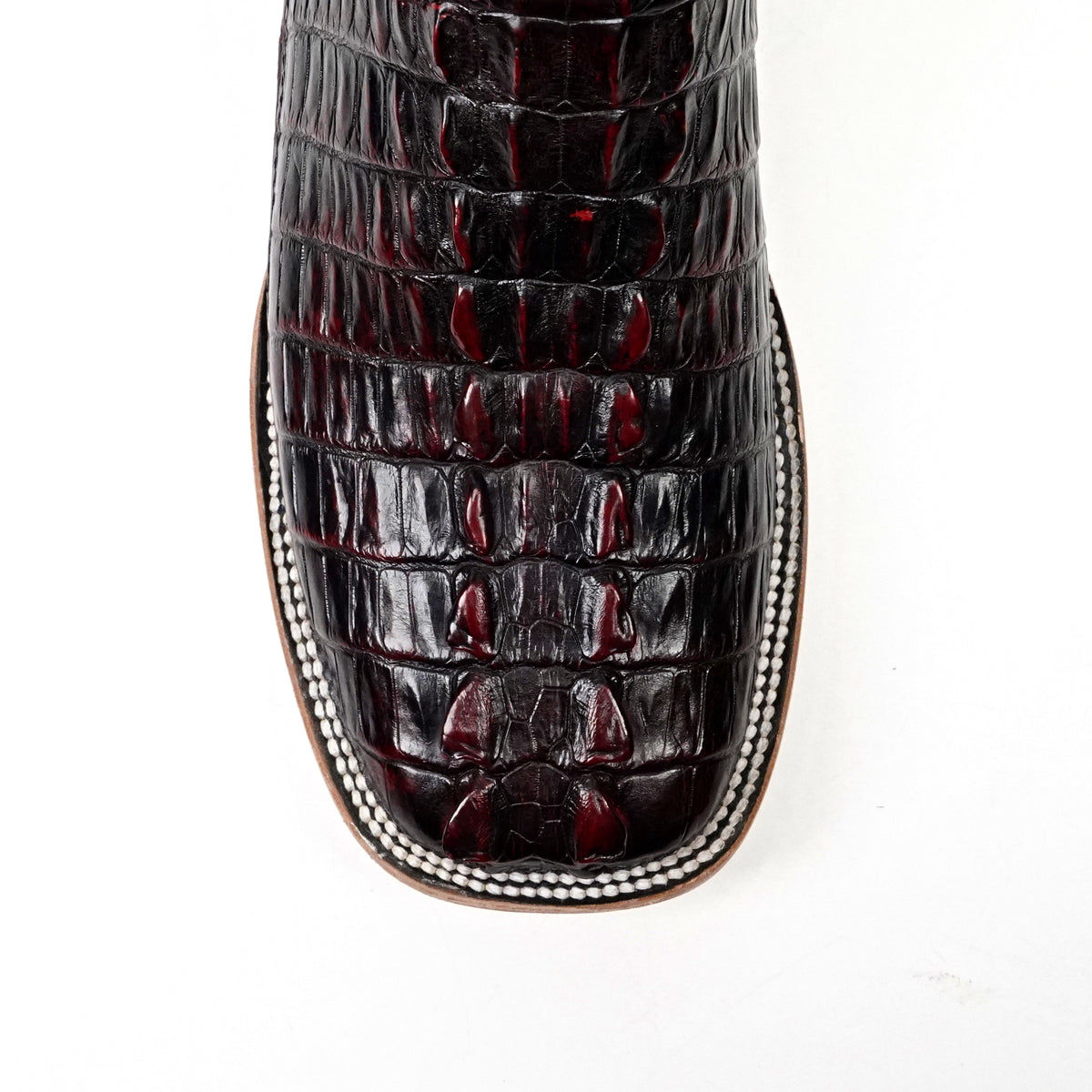 Botas Rhodes de cola de cocodrilo del Nilo - Cereza negra - Punta cuadrada (LM10)